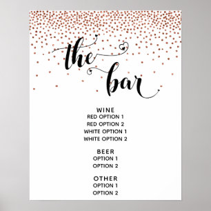 Póster Heart Script & Copper Confetti "The Bar" Menú Rótu