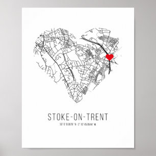 Póster Heart Stoke-on-Trent City Map (Reino Unido)