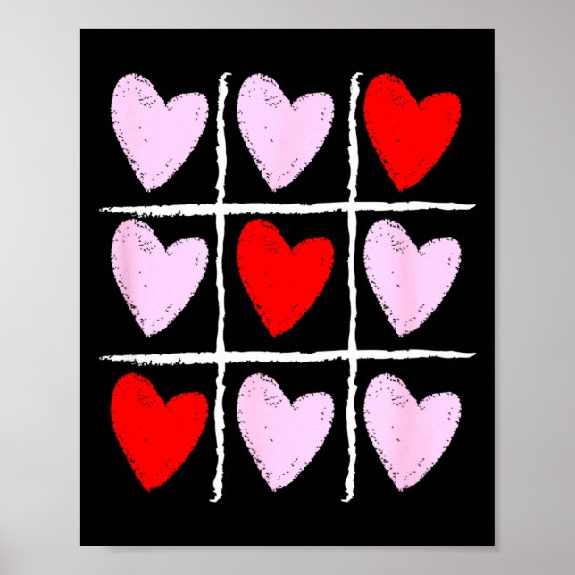 Póster Heart Tic Tac Toe Valentines Day  (Frente)