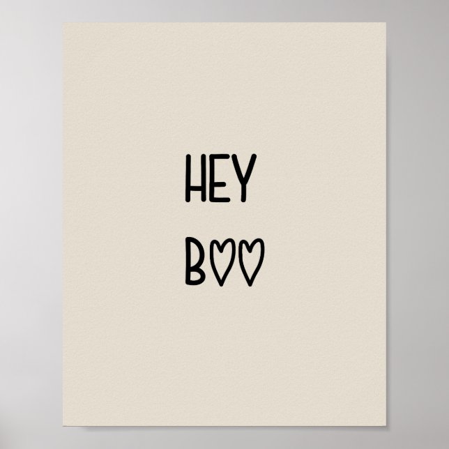 Póster Heart Typography Hey Boo (Frente)