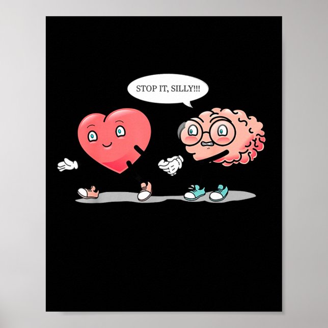Póster Heart Vs Brain Heart Leading Brain Valentines  (Frente)