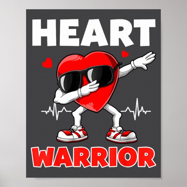 Póster Heart Warrior Heart Disease Awareness Month Red He (Frente)