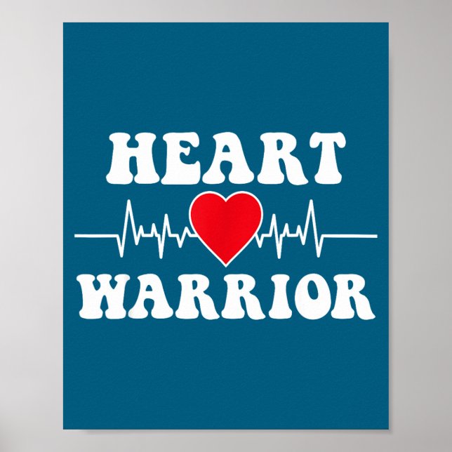 Póster Heart Warrior Heart Disease Awareness Month Red He (Frente)