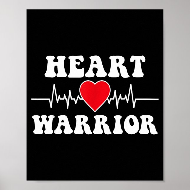 Póster Heart Warrior Heart Disease Awareness Month Red He (Frente)