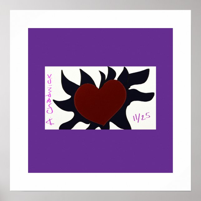 Póster Heart with Black Flames Poster (Frente)