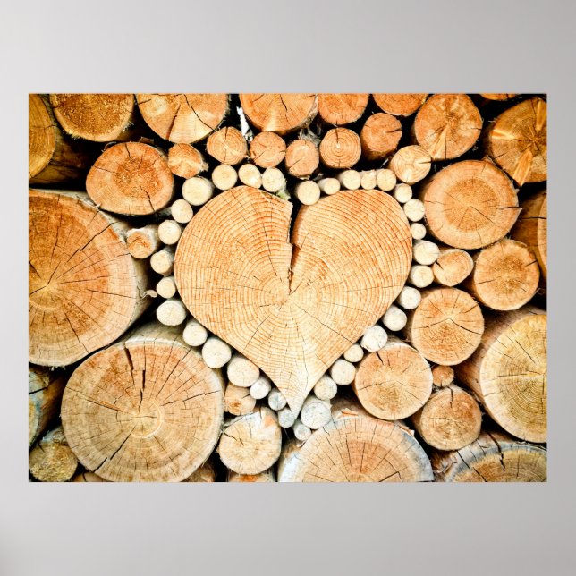 Póster Heart wood logs bole firewood (Frente)