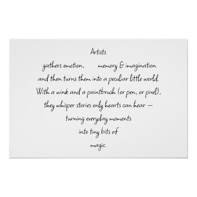Póster Heart Words Explaining and Artist Whimsical Art (Anverso)