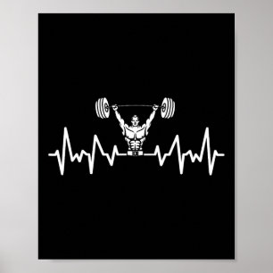 Póster Heartbeat Barbell Bodybuilding Halterofilia Gym W
