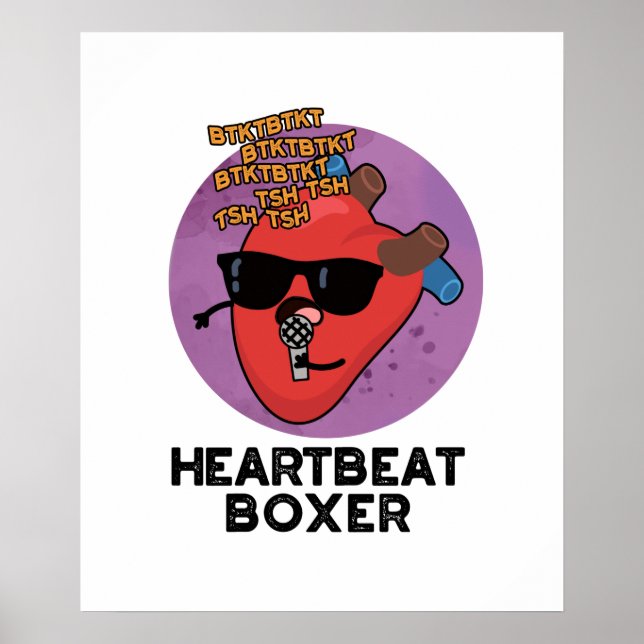 Póster Heartbeat Boxer Funny Music Heart Pun (Frente)