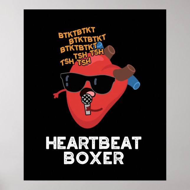 Póster Heartbeat Boxer Funny Music Heart Pun Dark BG (Frente)