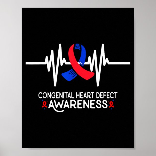Póster Heartbeat Chd Congenital Heart Defect Awareness Mo (Frente)