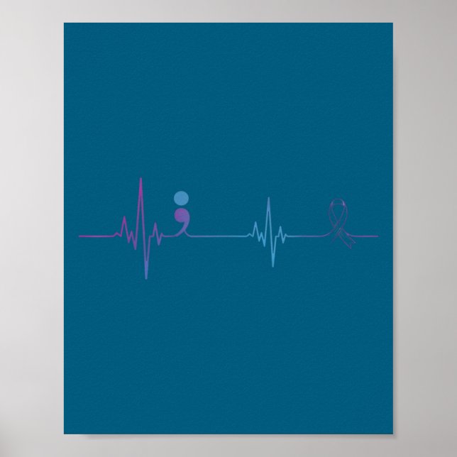 Póster Heartbeat Semicolon Suicide Prevention Awareness  (Frente)