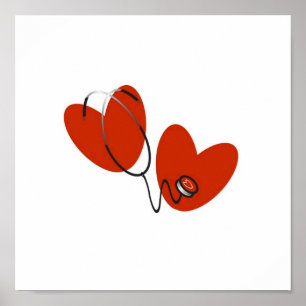 Póster Hearts and Stethoscope T-shirts and Gifts