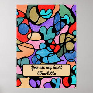 PÓSTER HEARTS NEUROGRAPHIC DIGITAL WATERCOLORS