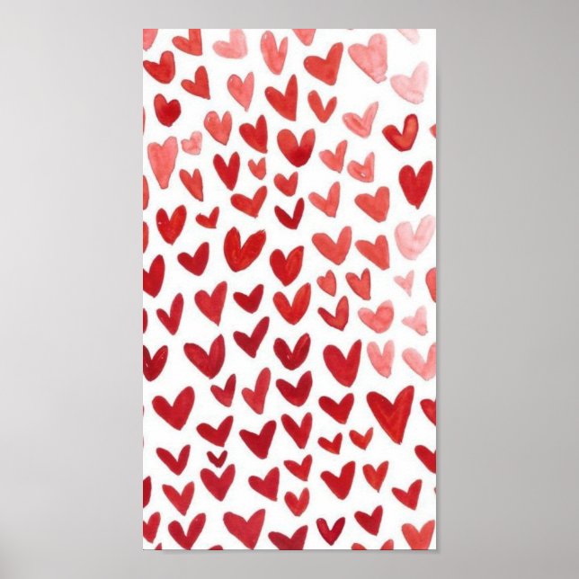 Póster hearts poster red and white  (Frente)