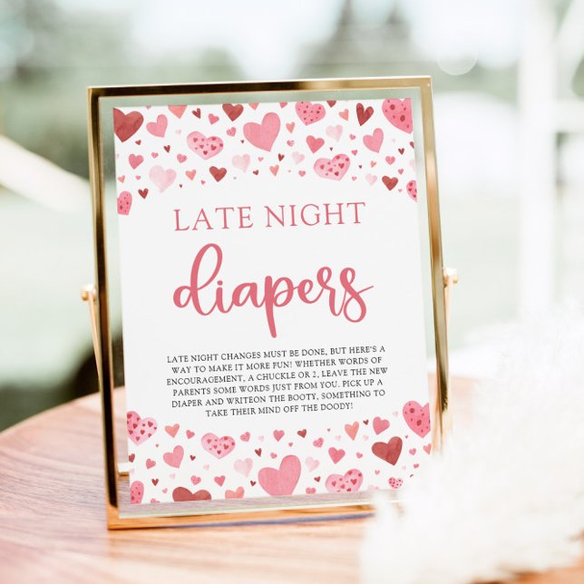 Póster Hearts Valentine Late Night Diapers Baby Shower (Subido por el creador)