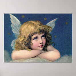 Póster Heavenly angel daydreaming on a cloud in the sky