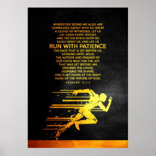 Póster Hebreos 12:1-2 Biblia Verse