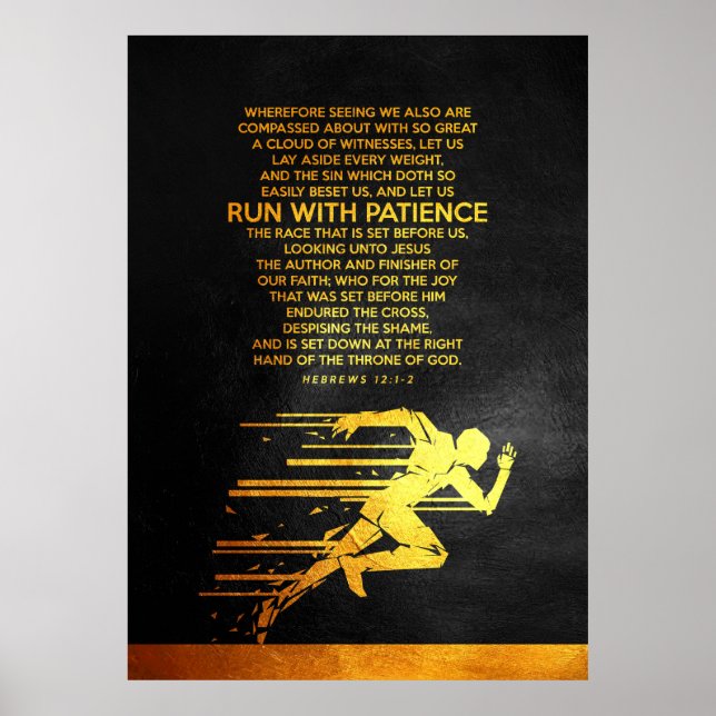Póster Hebreos 12:1-2 Verso de la Biblia (Frente)