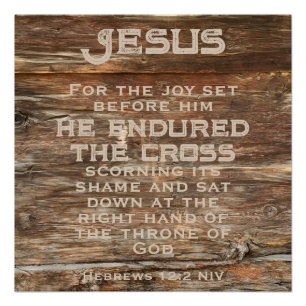 Póster Hebreos 12:2 Biblia Verse Madera Dolorosa Jesús