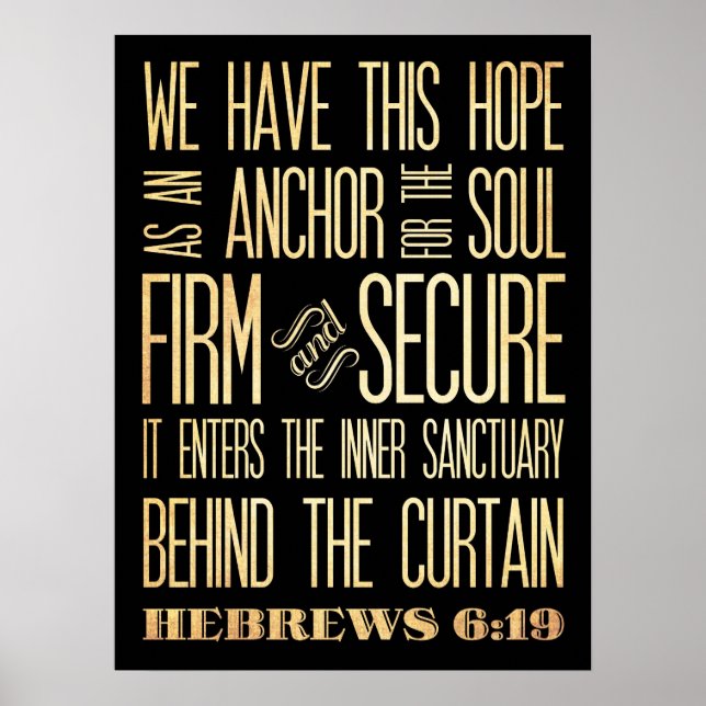 Póster Hebreos 16:9-Firm y Secure-Anchor del Alma (Frente)