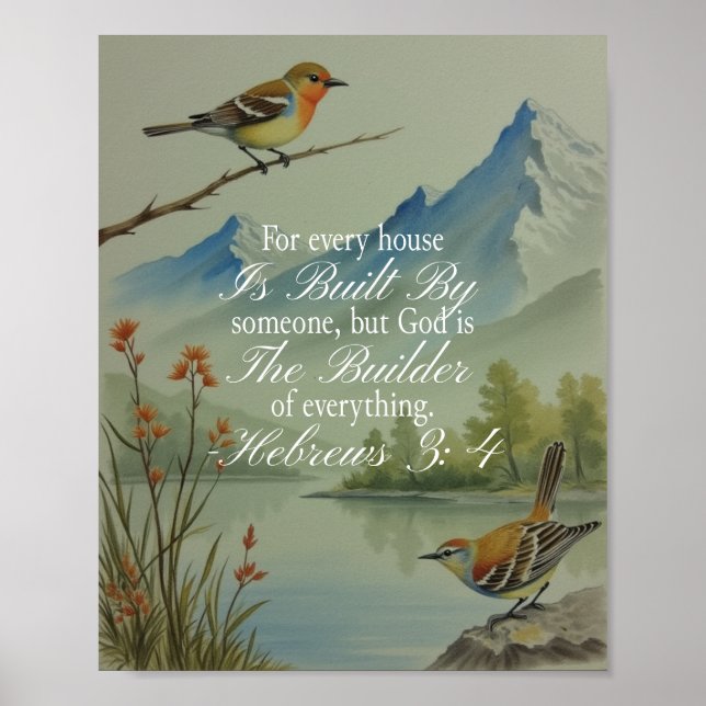 Póster Hebreos 3:4 Dios el Constructor Escrituras | Crist (Frente)
