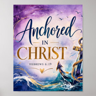 Póster Hebreos 6:19 Anclados en Cristo Cristiano