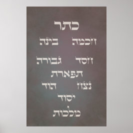 Póster Hebrew Sefirot - Tree of Life - Dark Background Po