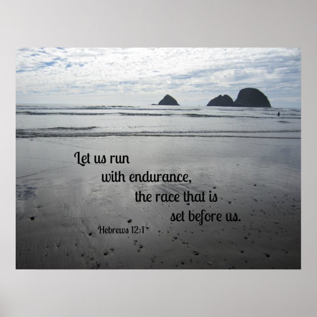 Póster Hebrews 12:1 Let us run with endurance... (Frente)