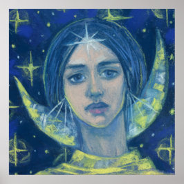 Póster Hecate, Moon goddess, pastel painting, fantasy art