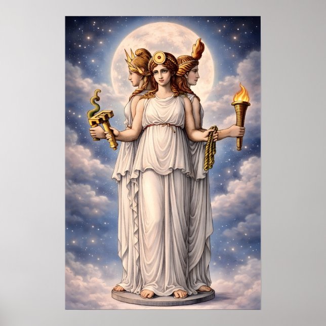 Póster Hecate Triple Goddess Celestial Moon Art – myth (Frente)