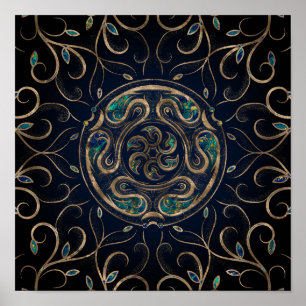 Póster Hecate Wheel Ornament Marble and Gold