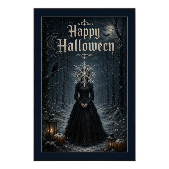 Póster Hechicera de Halloween de medianoche helada (Anverso)