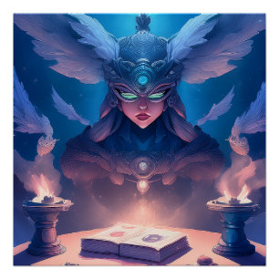 Póster Hechicera preparándose para lanzar un hechizo
