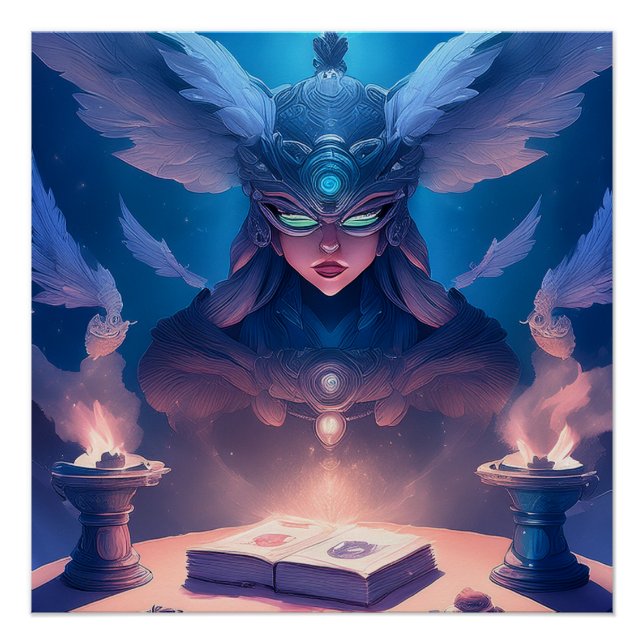 Póster Hechicera preparándose para lanzar un hechizo (Anverso)
