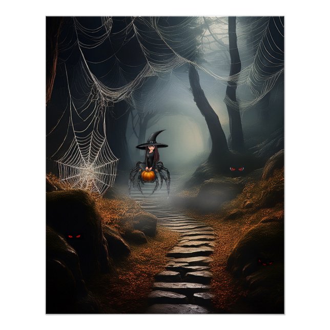 Póster Hechicero Araña Embrujada de Halloween (Anverso)