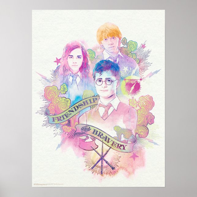 Póster Hechizo de Harry Potter | Harry, Hermione y Ron en (Frente)