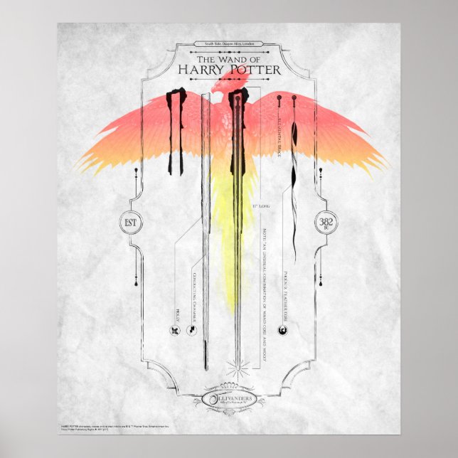 Póster Hechizo de Harry Potter | Infografía de la Varita  (Frente)