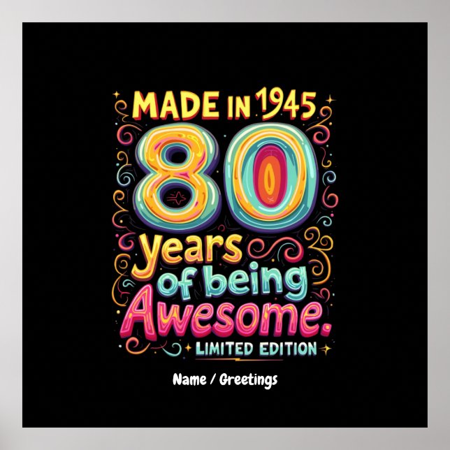 Póster Hecho en 1945, 80 años de ser asombroso (Frente)