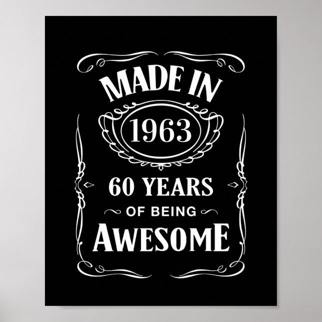 Póster Hecho en 1963 60 años de ser impresionante 2023 bd (Frente)