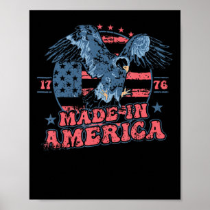 Póster Hecho En América Bandera De Usa Águila 4 De Julio 