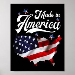 Póster Hecho En Estados Unidos - Bandera Patriótica Estad