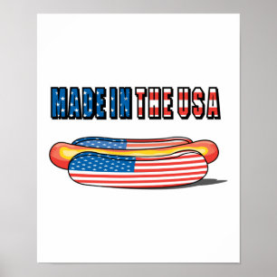Póster Hecho en Estados Unidos Patriótico Hot Dog