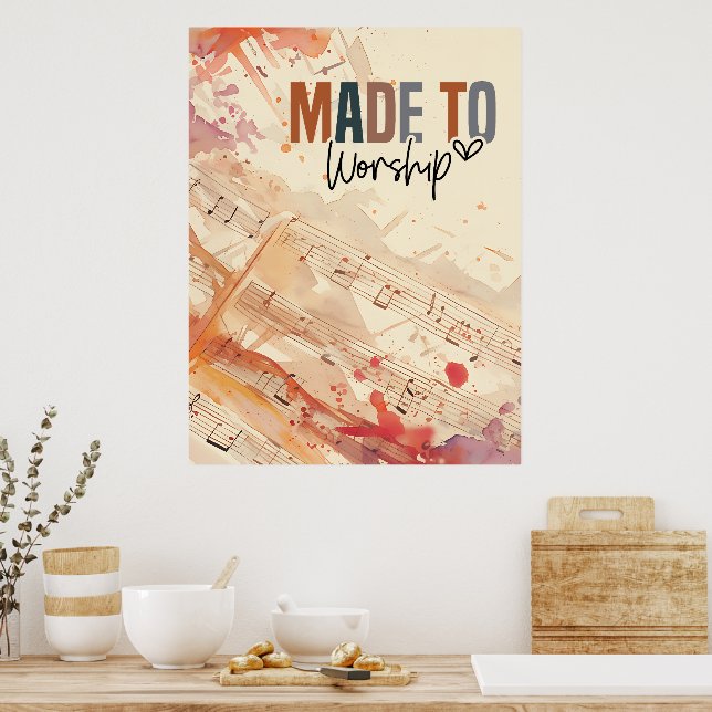 Póster Hecho para venerar la Inspiradora cita cristiana (Cocina)