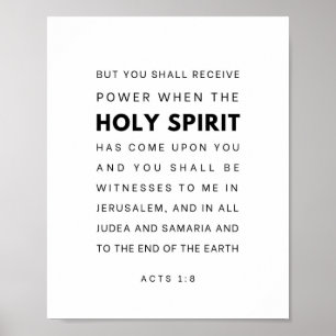 Póster Hechos 1:8 Versículo de la Biblia