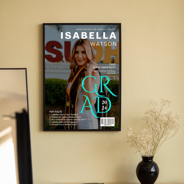 Póster Hechos divertidos | Poster de Graduación de Foto d (Fun Facts | Magazine Cover Photo Graduation Poster)
