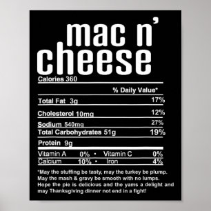 Póster Hechos nutricionales de Mac N Cheese de Acción de 