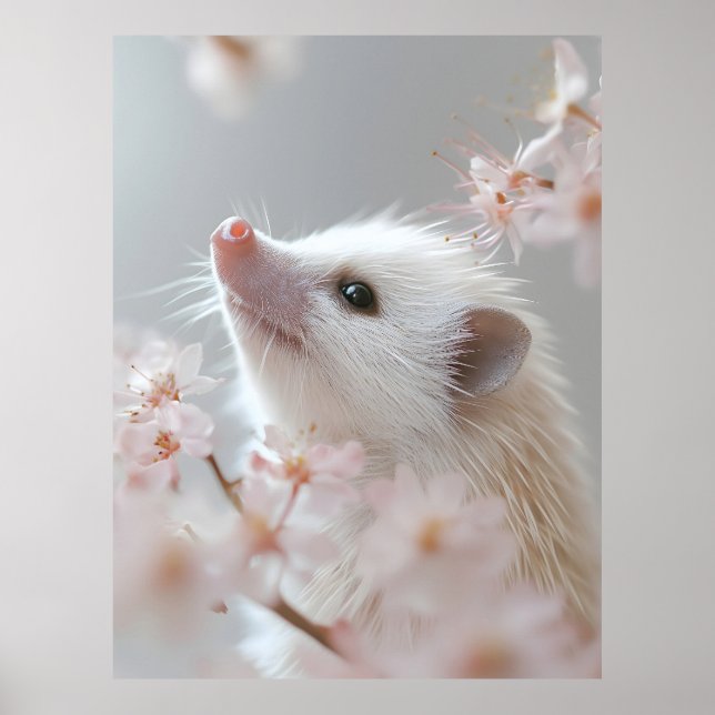 Póster Hedgehog Adorable Entre Flores De Primavera (Frente)