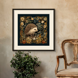 Póster Hedgehog al estilo del bosque William Morris