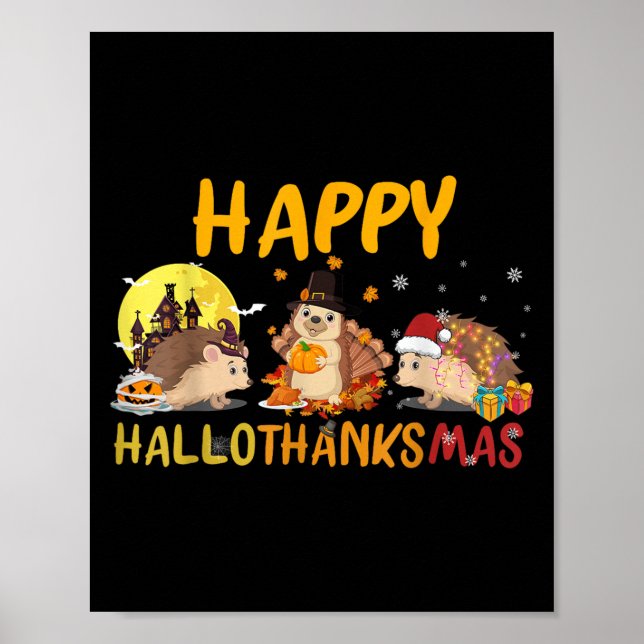 Póster Hedgehog Feliz otoño Navidades Halloween Than (Frente)
